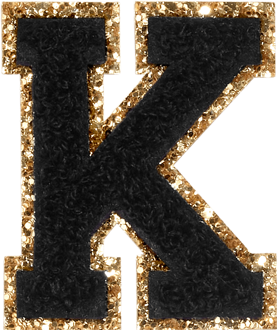 Noir Glitter Varsity Letter Patch