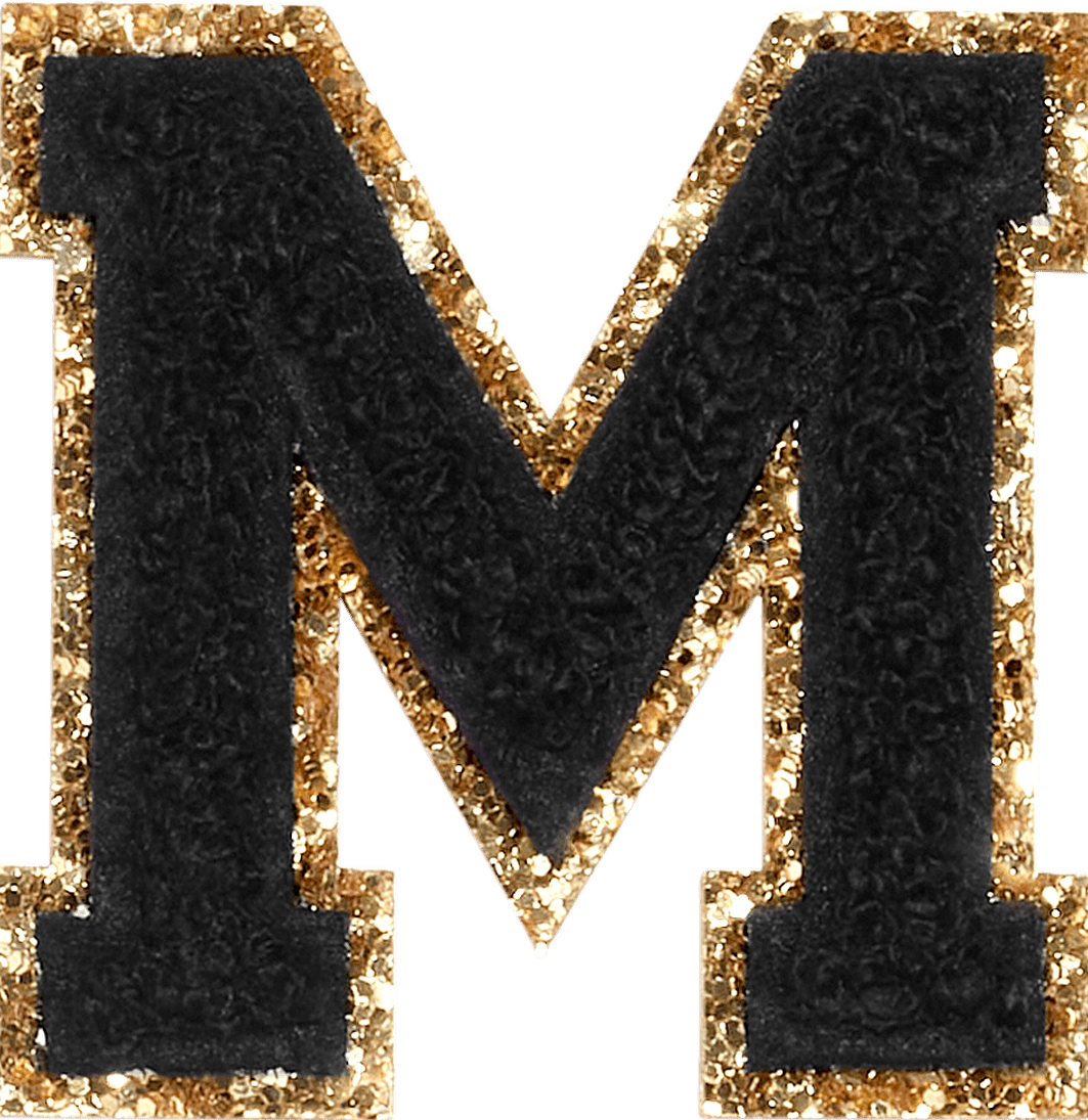 Noir Glitter Varsity Letter Patch