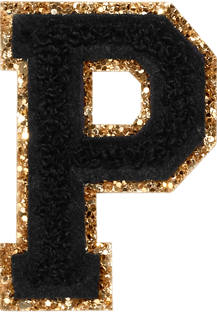 Noir Glitter Varsity Letter Patch