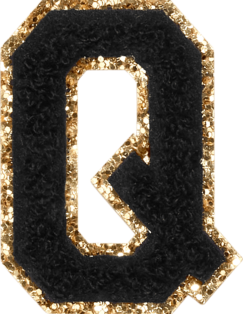 Noir Glitter Varsity Letter Patch