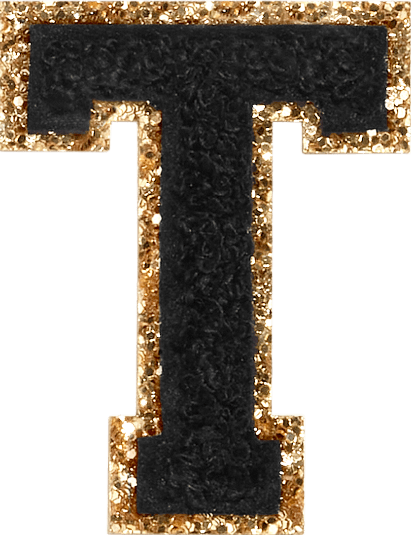Noir Glitter Varsity Letter Patch