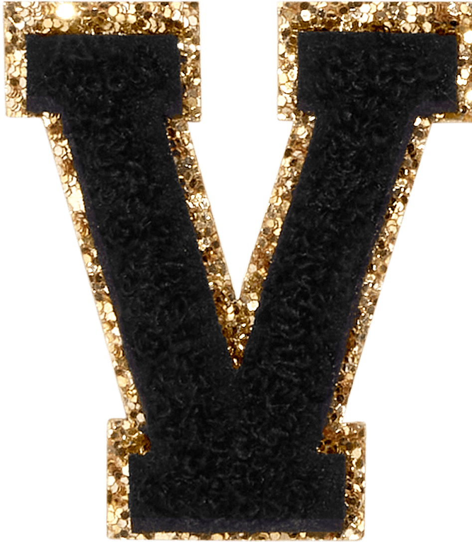 Noir Glitter Varsity Letter Patch