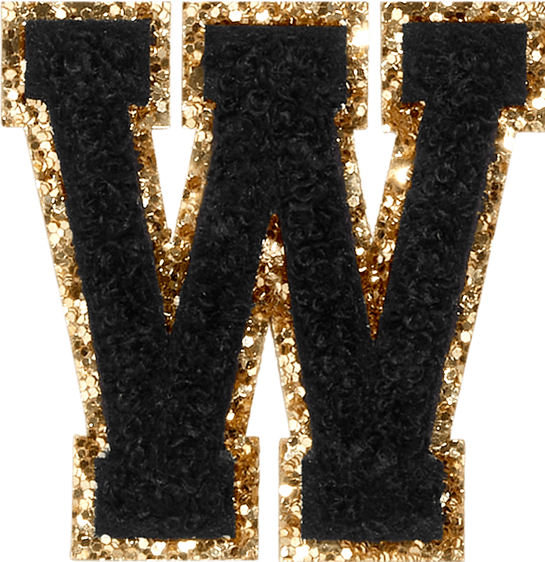 Noir Glitter Varsity Letter Patch