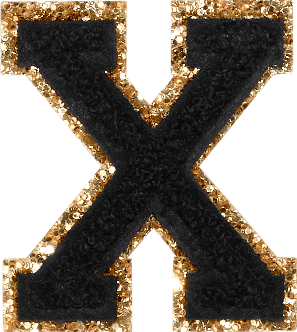 Noir Glitter Varsity Letter Patch