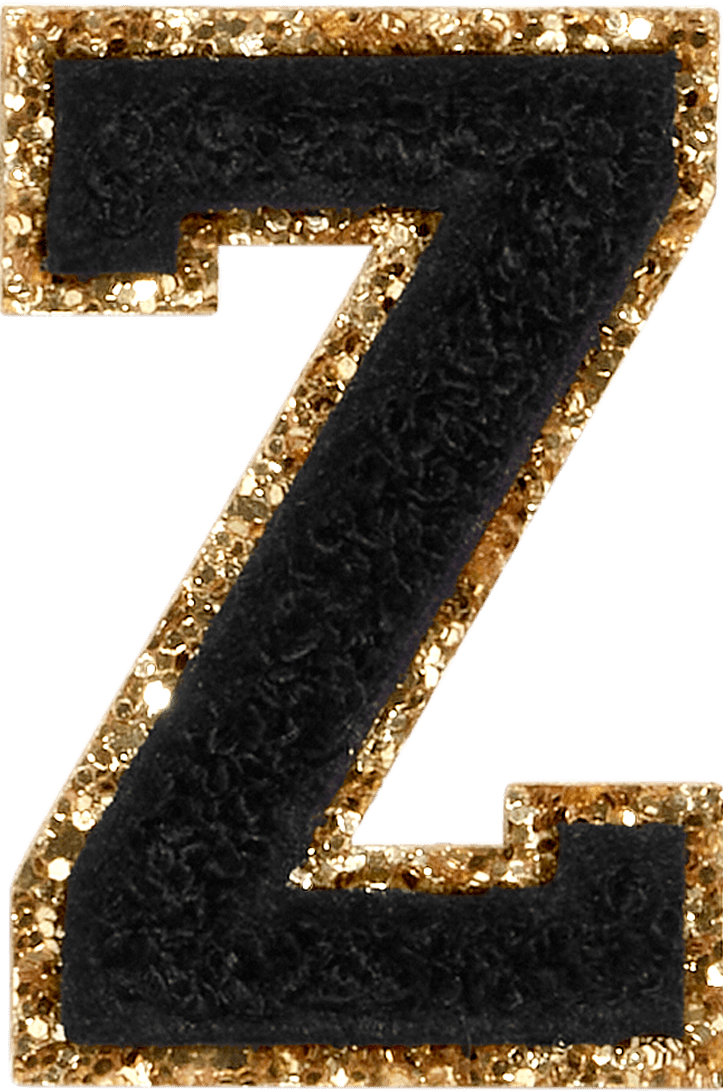 Noir Glitter Varsity Letter Patch