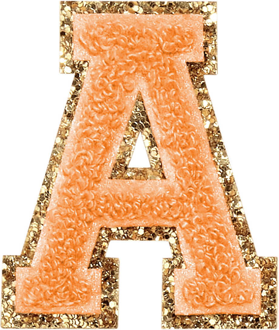 Peach Glitter Varsity Letter Patch
