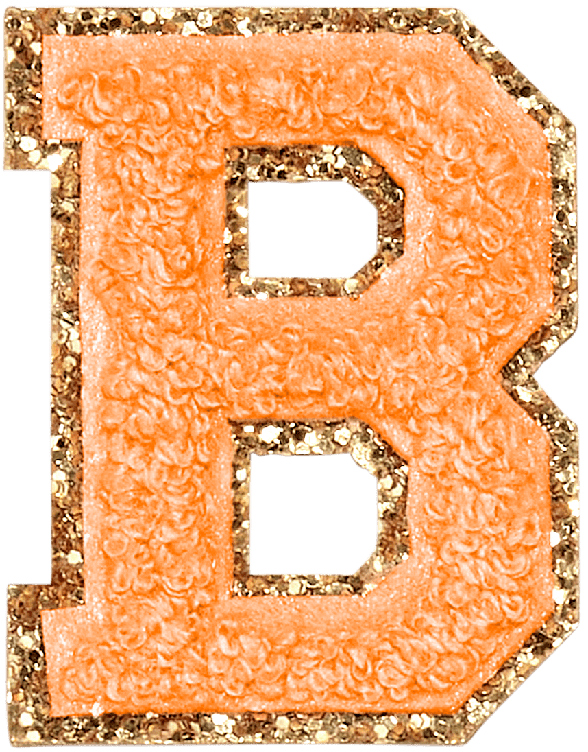 Peach Glitter Varsity Letter Patch