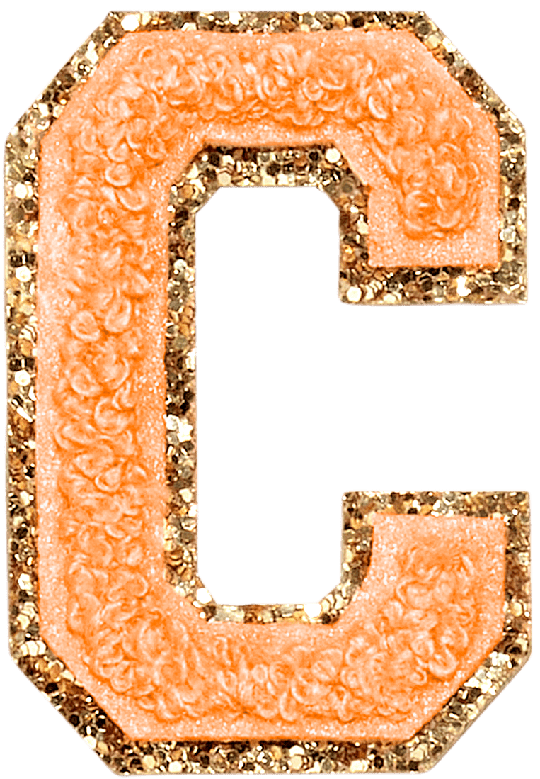 Peach Glitter Varsity Letter Patch
