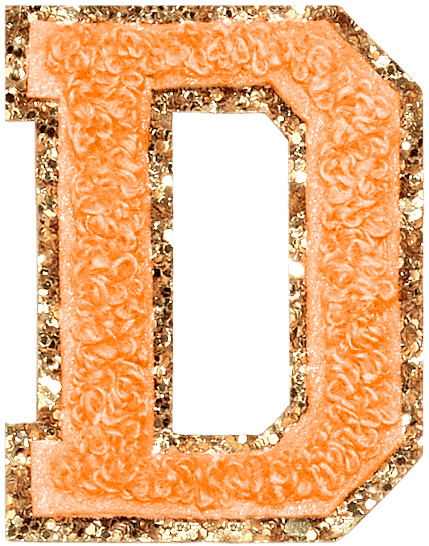 Peach Glitter Varsity Letter Patch