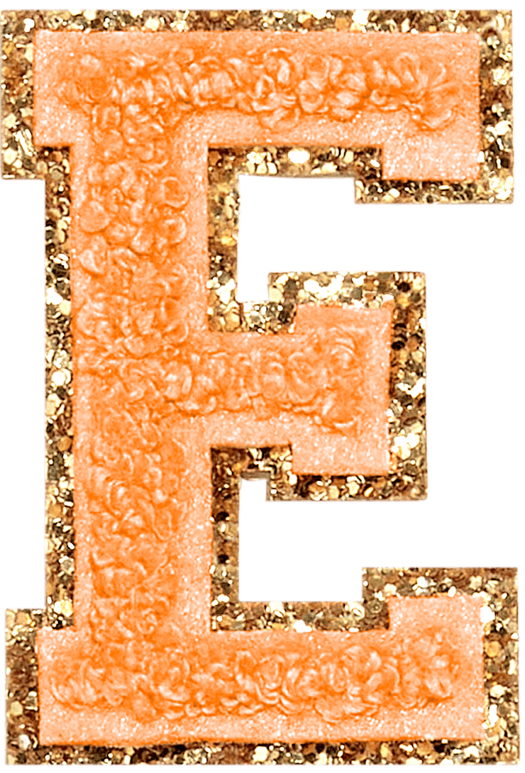 Peach Glitter Varsity Letter Patch