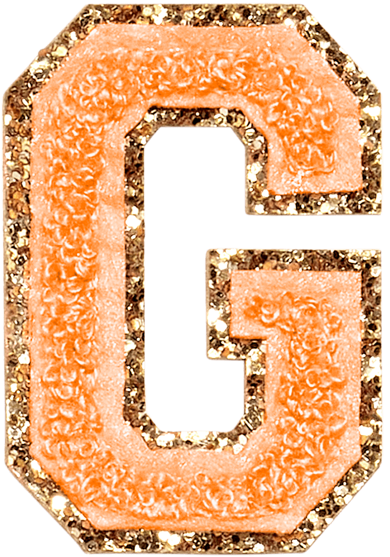 Peach Glitter Varsity Letter Patch