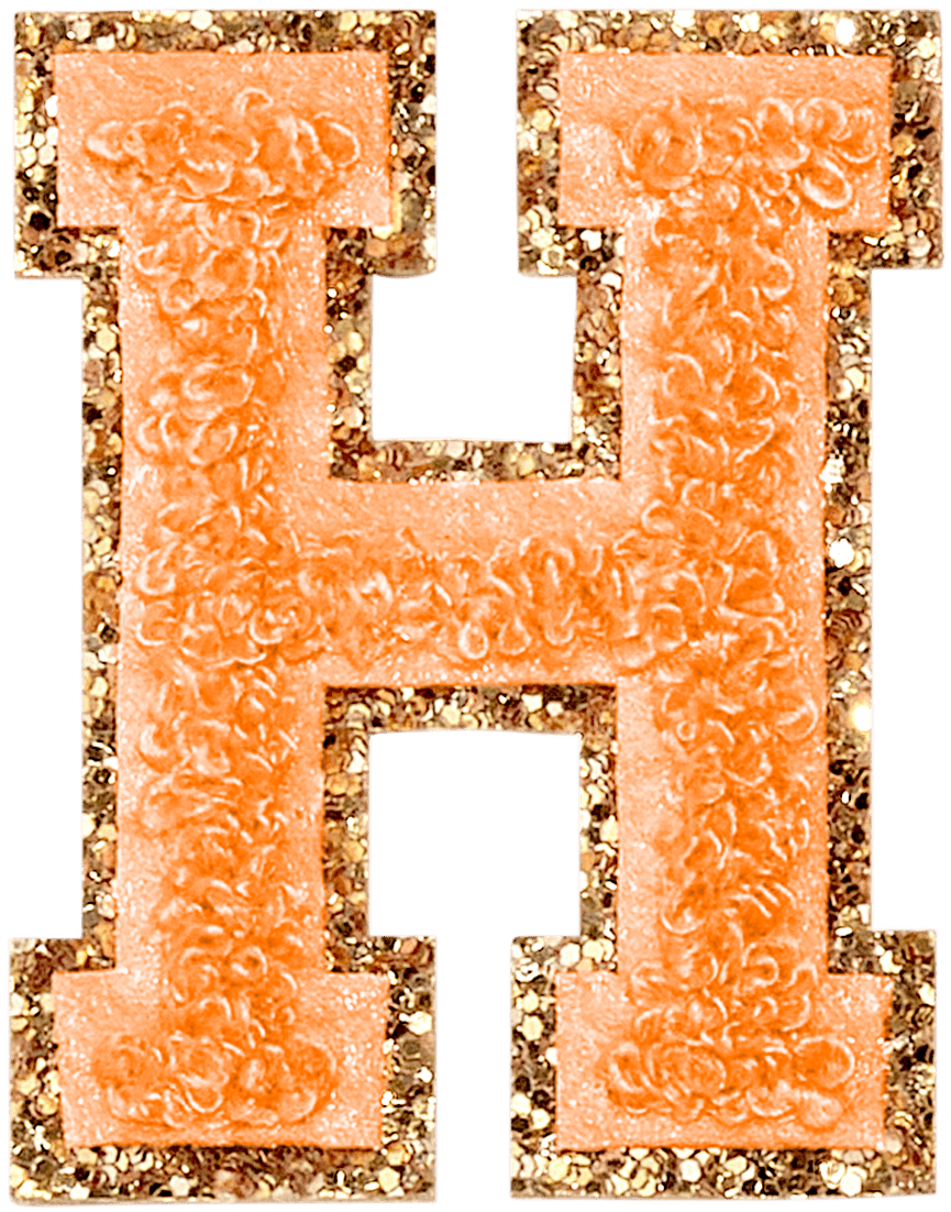 Peach Glitter Varsity Letter Patch