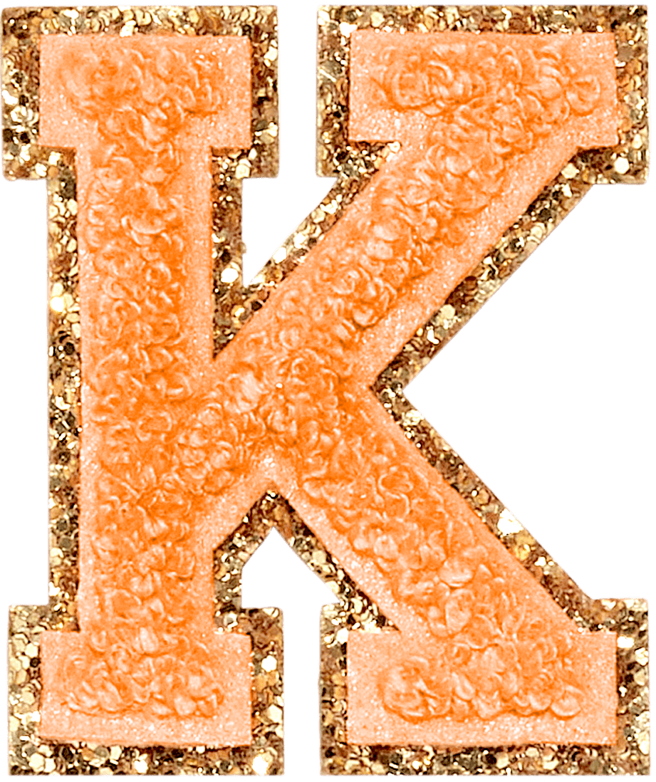 Peach Glitter Varsity Letter Patch
