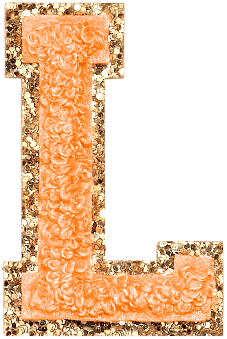 Peach Glitter Varsity Letter Patch