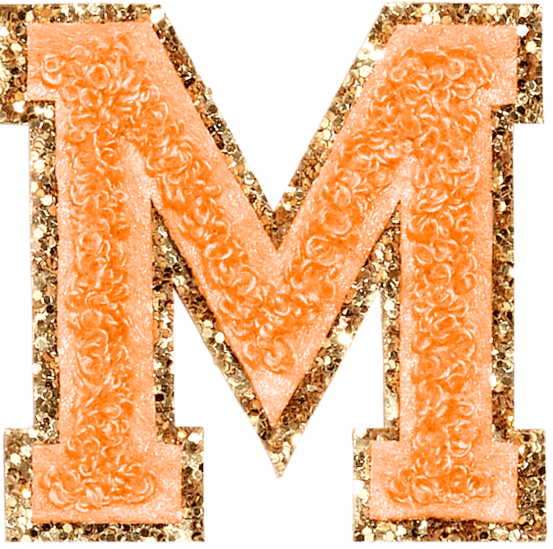 Peach Glitter Varsity Letter Patch