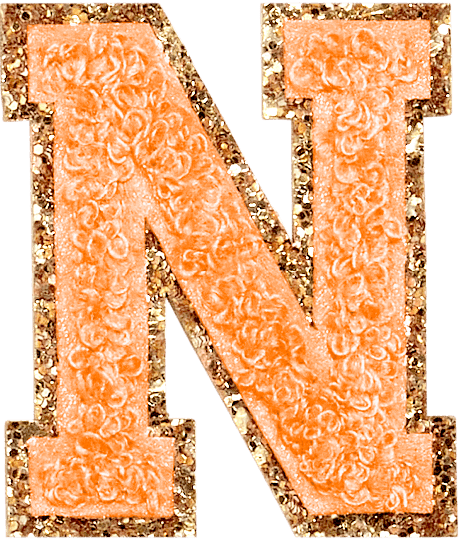 Peach Glitter Varsity Letter Patch
