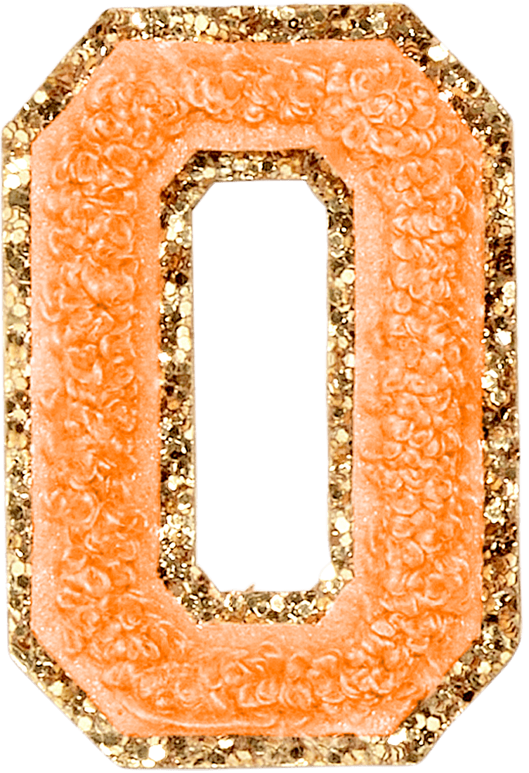 Peach Glitter Varsity Letter Patch
