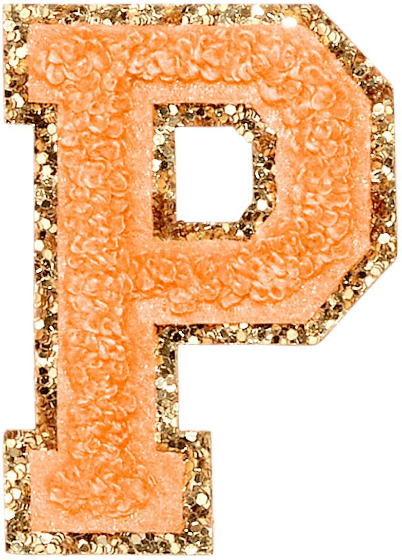 Peach Glitter Varsity Letter Patch