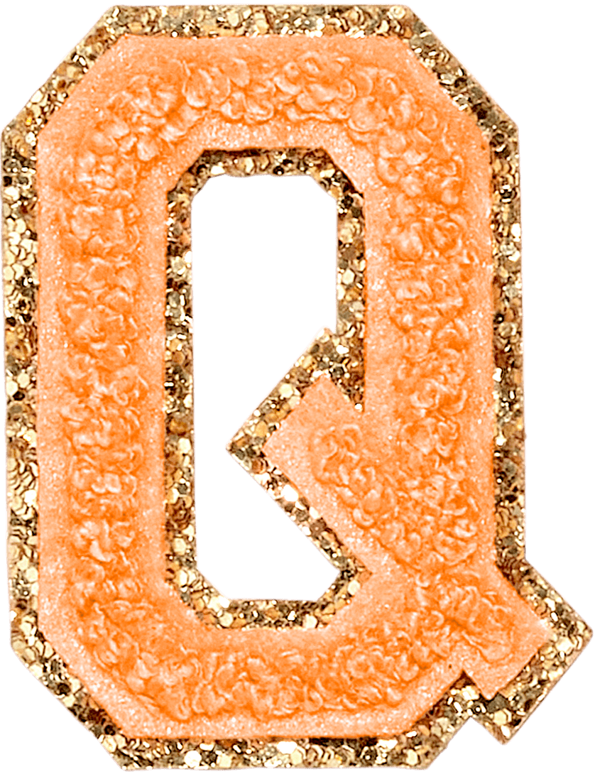 Peach Glitter Varsity Letter Patch