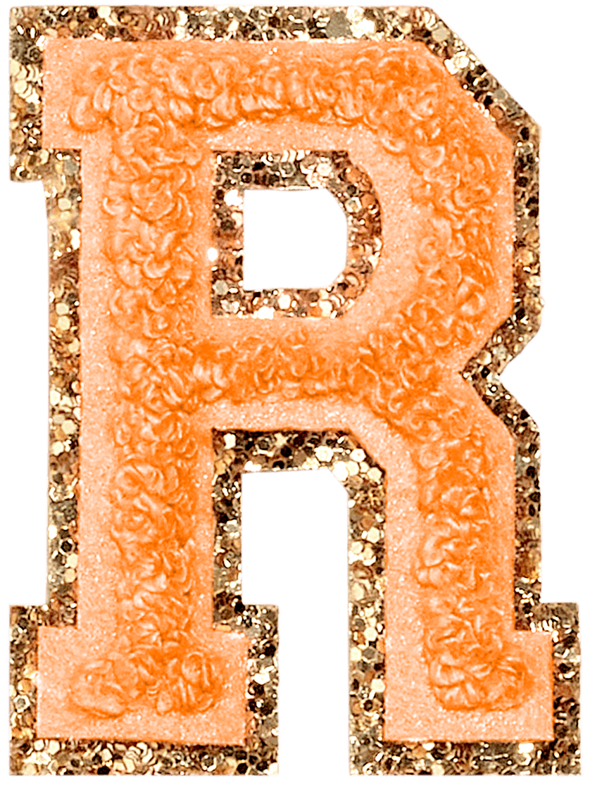 Peach Glitter Varsity Letter Patch