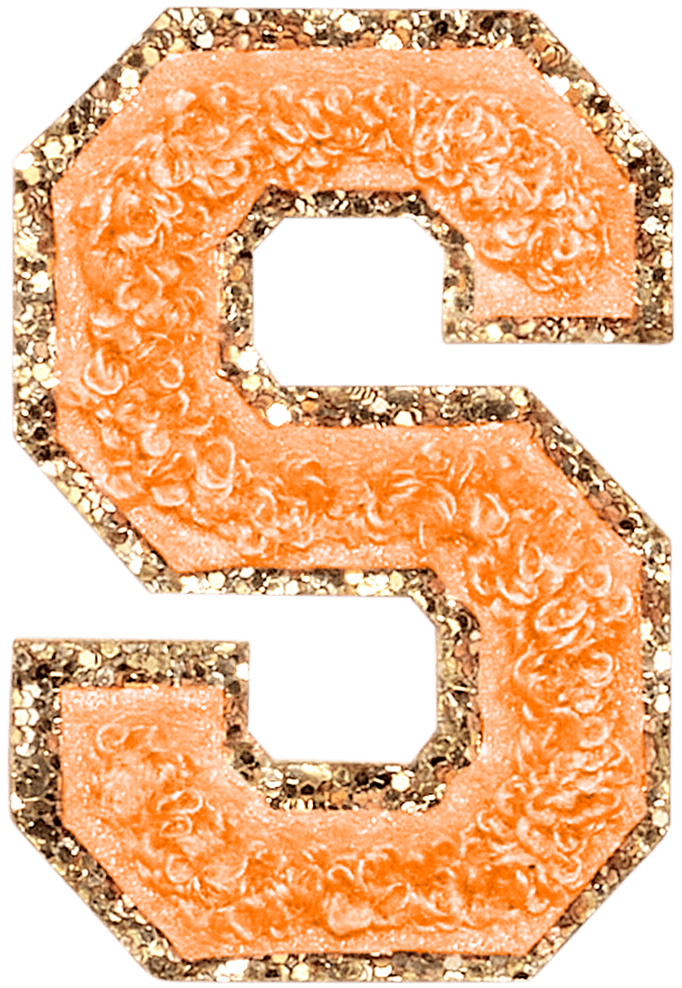 Peach Glitter Varsity Letter Patch