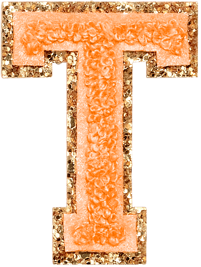 Peach Glitter Varsity Letter Patch