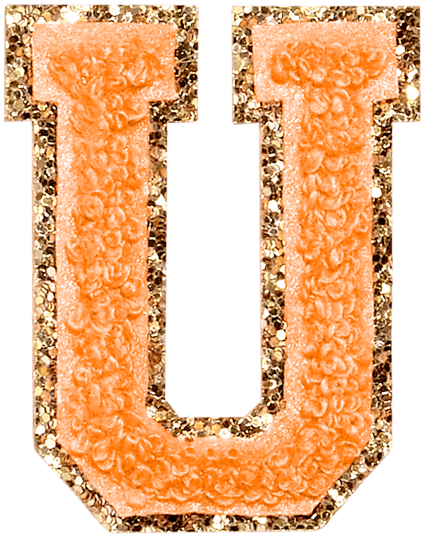 Peach Glitter Varsity Letter Patch