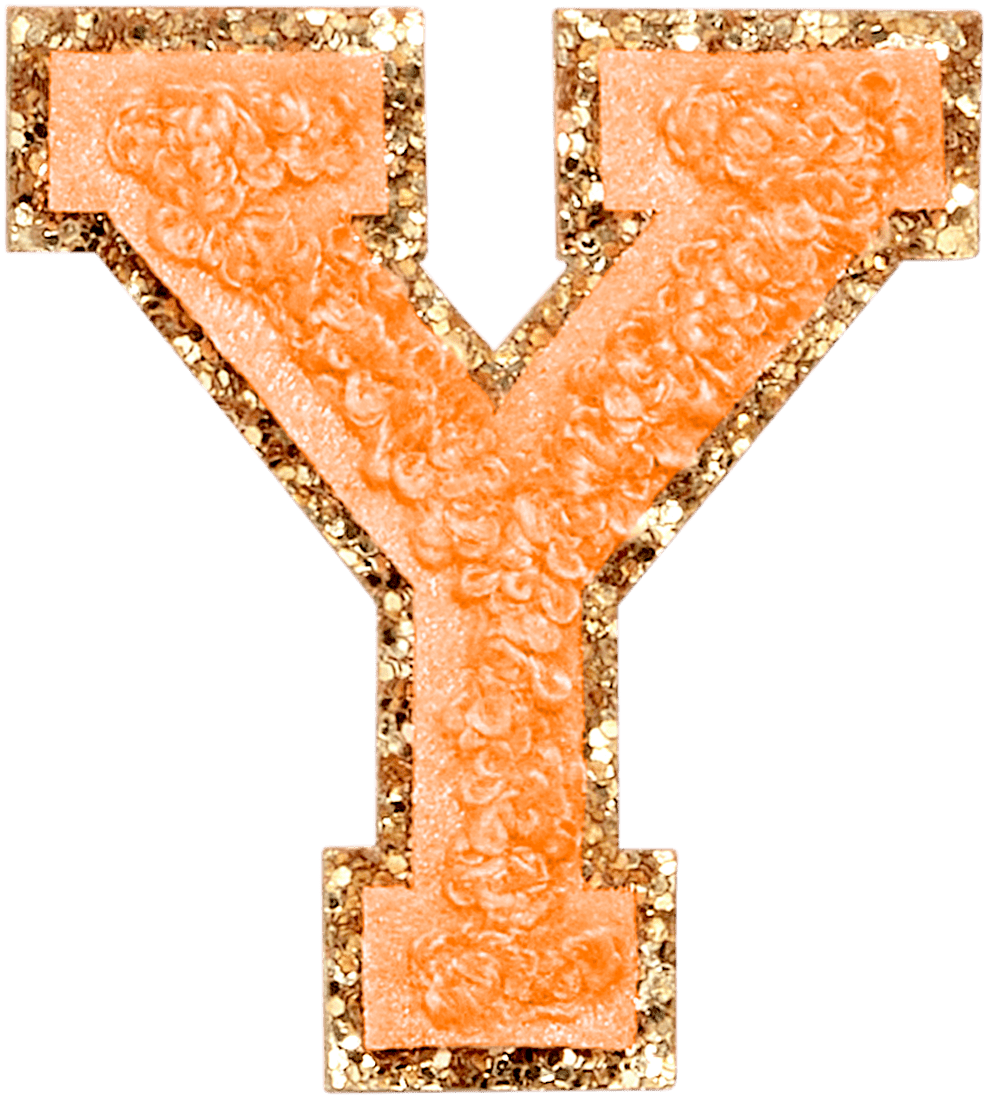Peach Glitter Varsity Letter Patch