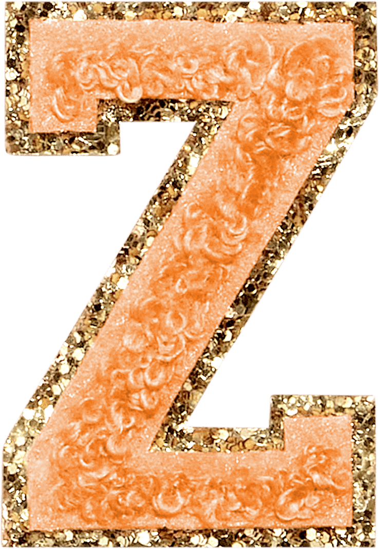 Peach Glitter Varsity Letter Patch