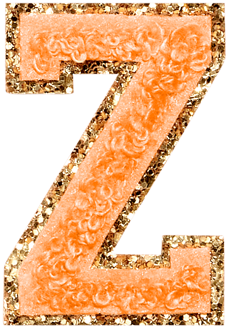 Peach Glitter Varsity Letter Patch