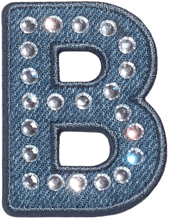 Denim Rhinestone Letter Patch