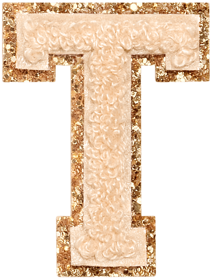 Sand Glitter Varsity Letter Patch