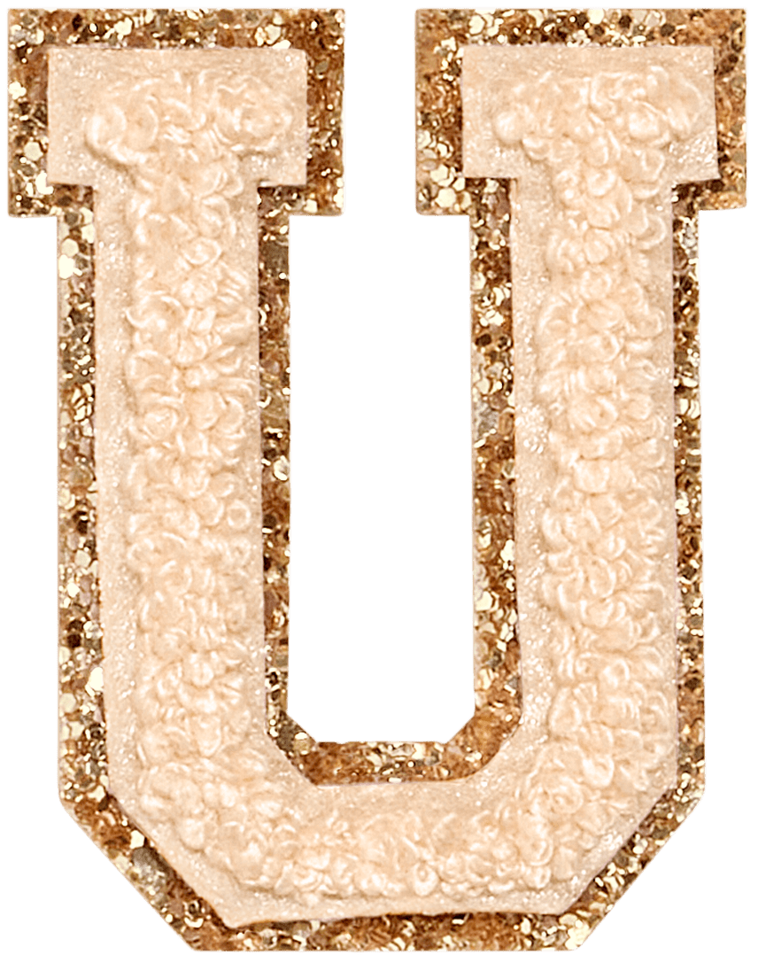 Sand Glitter Varsity Letter Patch