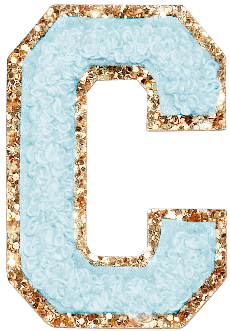 Sky Glitter Varsity Letter Patch
