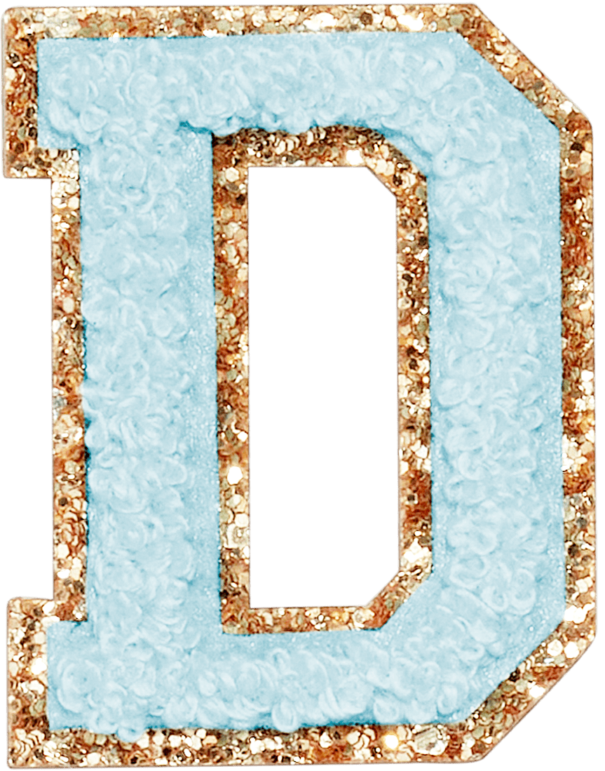 Sky Glitter Varsity Letter Patch