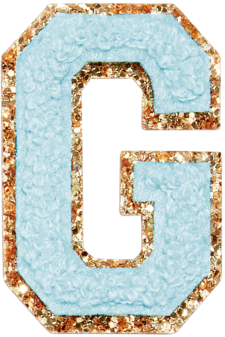 Sky Glitter Varsity Letter Patch