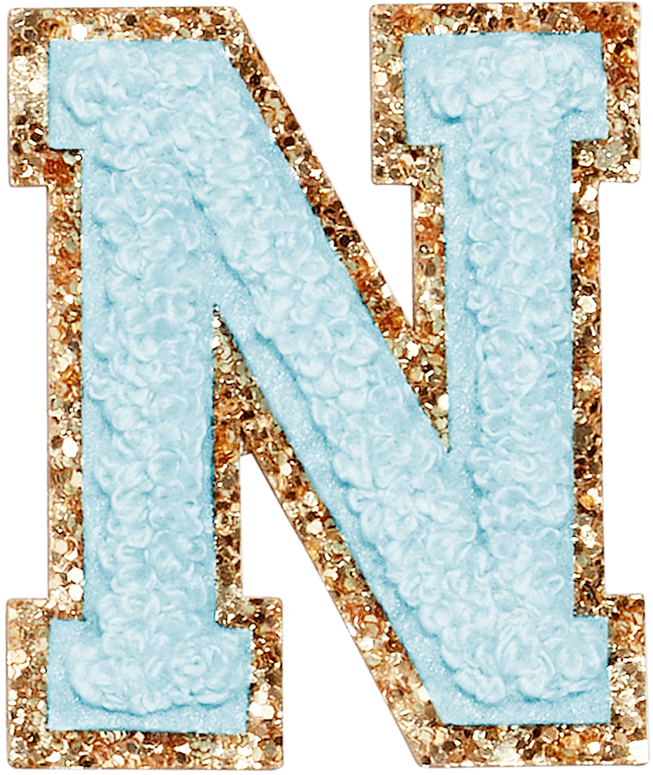Sky Glitter Varsity Letter Patch