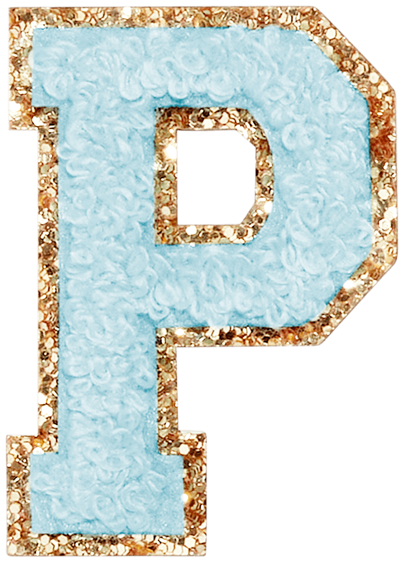 Sky Glitter Varsity Letter Patch
