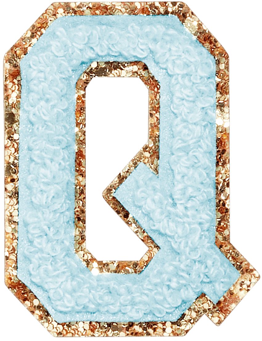 Sky Glitter Varsity Letter Patch