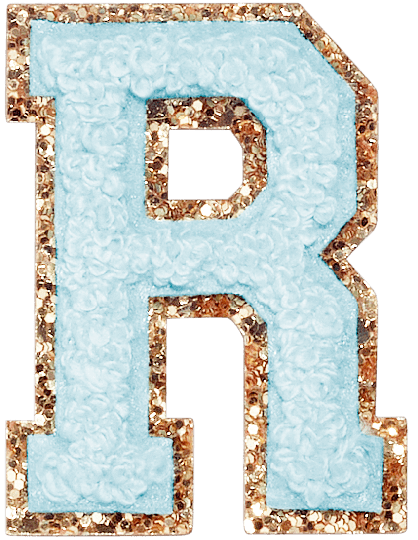 Sky Glitter Varsity Letter Patch