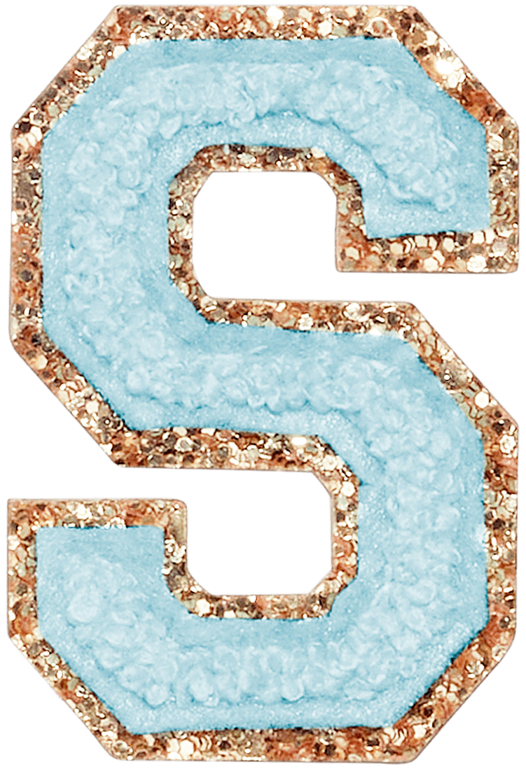 Sky Glitter Varsity Letter Patch