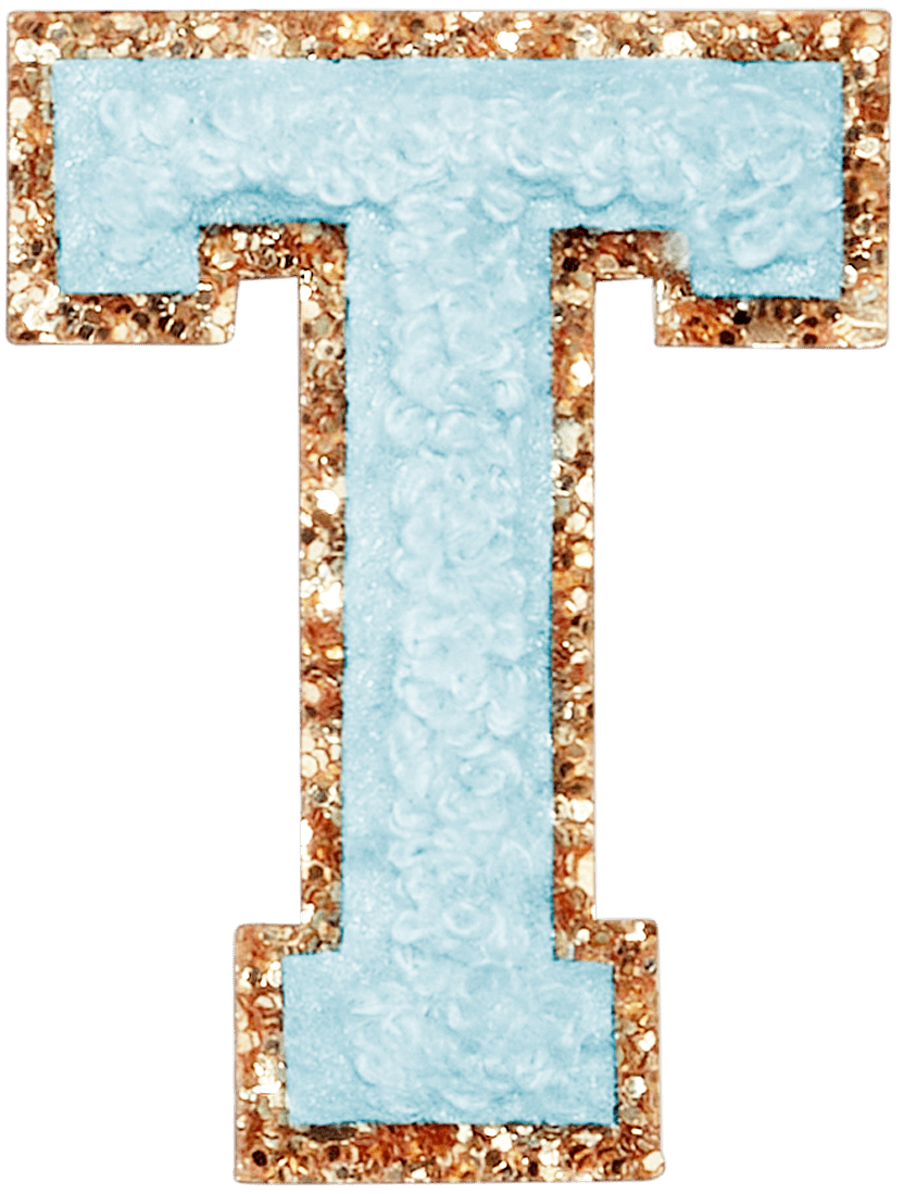 Sky Glitter Varsity Letter Patch