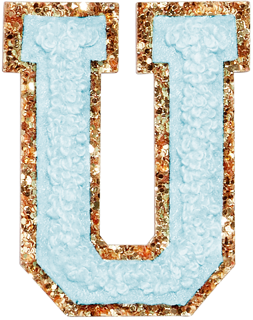 Sky Glitter Varsity Letter Patch