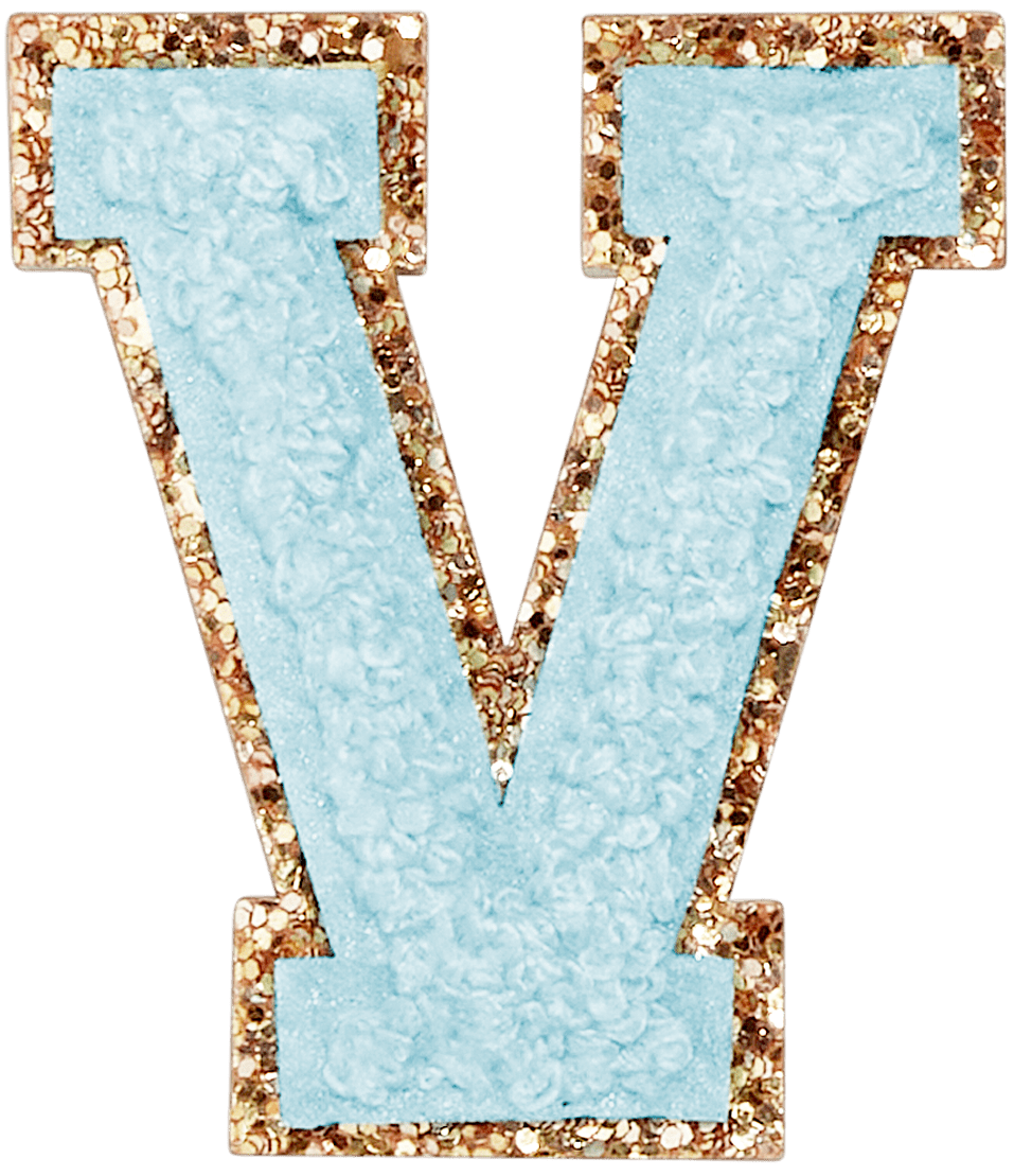 Sky Glitter Varsity Letter Patch