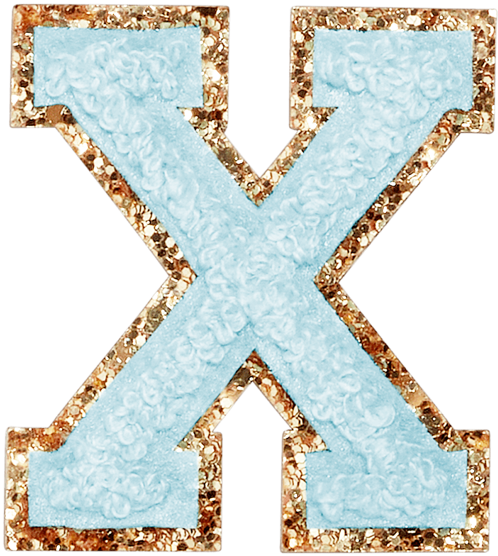 Sky Glitter Varsity Letter Patch