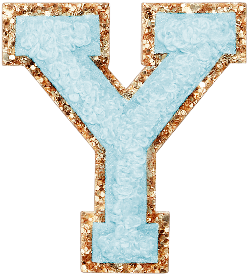 Sky Glitter Varsity Letter Patch