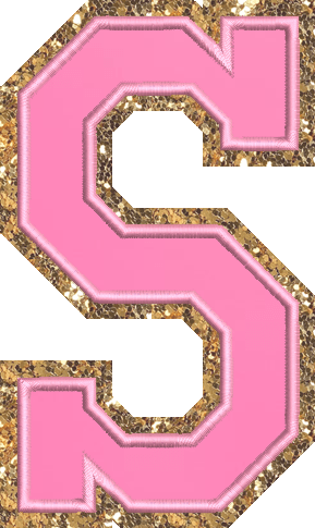 Jumbo Bubblegum Glitter Varsity Letter Patch