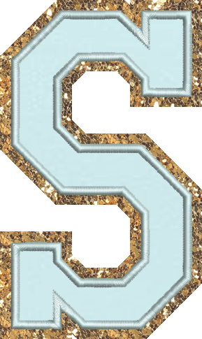 Jumbo Sky Glitter Varsity Letter Patch