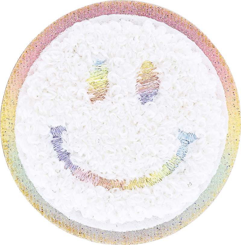 Glitter Rainbow Smiley Face Patch