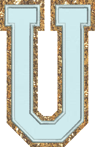 Jumbo Sky Glitter Varsity Letter Patch
